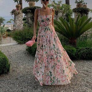 Agua by Agua Bendita Lima Floral Linen Maxi Dress